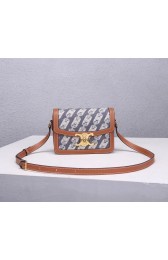 Imitation Celine TEEN TRIOMPHE BAG IN TRIOMPHE CANVAS AND CALFSKIN CL88423 BLUE HV11769KV93