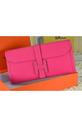 Imitation Fashion 2015 hermes epsom leather jige elan long clutch bag rose red 509058 HV06833kd19