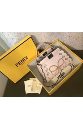 Imitation Fendi PEEKABOO MINI Exotic leather bag 8BN244S white HV10907Ug88