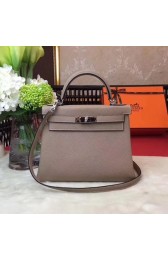 Imitation Hermes Kelly KY32 Tote Bag togo original Leather Light gray silver hardware HV06869zn33