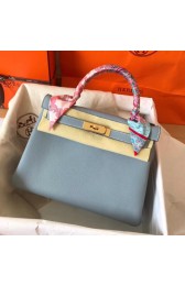 Imitation Hermes original Togo leather kelly bag KL320 light blue HV01302AI36