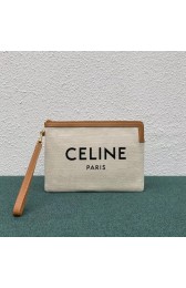 Imitation High Quality Celine CLUTCHES LARGE POUCH IN COTTON WITH CELINE PRINT AND CALFSKIN 100672 BROWN HV05602Bo39