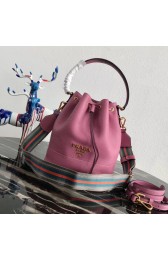 Imitation Prada Leather bucket bag 1BE018 rose HV09296Dl40