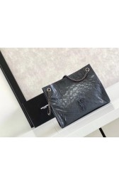 Imitation SAINT LAURENT NIKI MEDIUM SHOPPING BAG IN CRINKLED VINTAGE LEATHER 5814 dark grey HV10309KV93