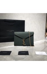 Imitation YSL CASSANDRA MONOGRAM CLASP BAG IN GRAIN DE POUDRE EMBOSSED LEATHER Y582334 Green HV04315sJ18