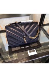 Imitation YSL Classic Calfskin Leather Flap Bag 2801 dark blue HV06155VO34