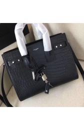 Imitation Yves Saint Laurent Classic Sac De Jour Bag Croco Leather Y398709 Black HV02124zn33