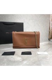 Imitation Yves Saint Laurent Double Skin Use Original Leather Shoulder Bag Y553804 Brown HV11142Xr29