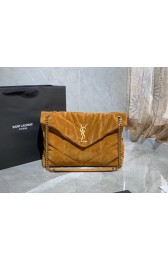 Imitation Yves Saint Laurent LOULOU PUFFER SMALL BAG SATCHEL IN SUEDE 169207 Brown HV01311Dl40