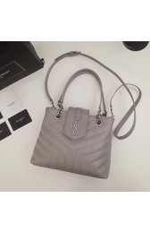 Imitation Yves saint Laurent Original loulou Calf leather Shoulder Bag 502717 light gray HV05410sJ18