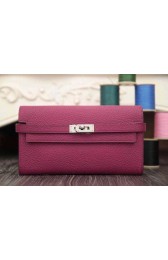 Knockoff 2015 Hermes kelly wallet new model 051300 rose HV04734Lg61