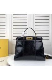 Knockoff Best FENDI PEEKABOO ICONIC Black leather bag F0837 HV02430sm35