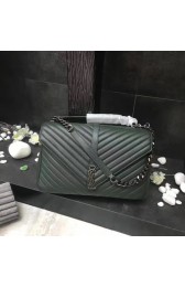 Knockoff High Quality YSL Flap Bag Calfskin Leather 392738 green silver buckle HV06375FA65