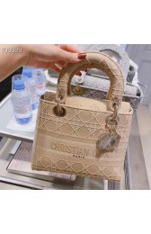 Knockoff MEDIUM LADY D-LITE BAG Cannage Embroidery M0565OREY Beige HV00436iV87