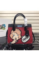 Knockoff Prada Dual calf leather bag 1BA178 red&black HV01510NL80