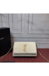 Knockoff SAINT LAURENT Lambswool leather quilted shoulder bag Y3709 white HV01336yK94