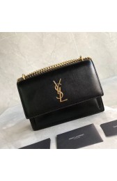 Knockoff Yves Saint Laurent Calfskin Leather Shoulder Bag Y542206B black HV03721iV87