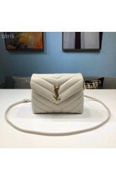 Knockoff Yves Saint Laurent Calfskin Leather Tote Bag 467072 White HV09196iV87