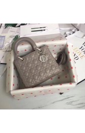 LADY DIOR LAMBSKIN BAG CAL44550 grey&silver-tone metal HV07674Lp50