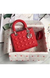 LADY DIOR LAMBSKIN BAG CAL44550 red&silver-tone metal HV07018fj51