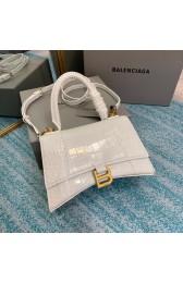 Luxury Balenciaga HOURGLASS SMALL TOP HANDLE BAG crocodile embossed calfskin B108895E white HV07442bE46