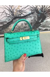 Luxury Hermes original ostrich leather mini kelly bag K001 green HV00068kp43