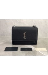 Luxury Replica Yves Saint Laurent Calfskin Leather Shoulder Bag Y542206B black&silver-Tone Metal HV00149vv50