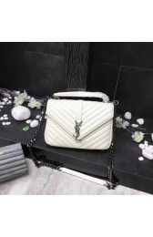 Luxury YSL Flap Bag Calfskin Leather 392737 white silver buckle HV06676QT69