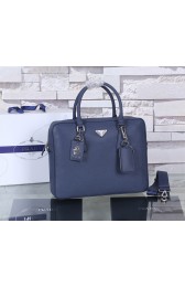 Prada Saffiano Calf Leather Briefcase P003 Royal Blue HV00741jo45