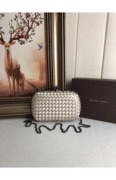 Replica BOTTEGA VENETA Knot snakeskin-trimmed satin clutch 62548 beige HV10044VA65