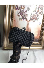 Replica BOTTEGA VENETA Knot snakeskin-trimmed satin clutch 62548 black HV05364iu55