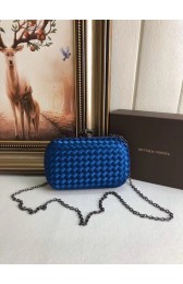 Replica BOTTEGA VENETA Knot snakeskin-trimmed satin clutch 62548 blue HV11143iF91