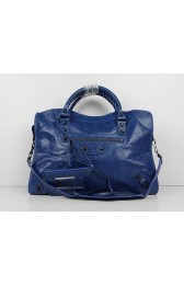 Replica Cheap Balenciaga The City Handbag Sheepskin 084332 blue HV02696Mq48