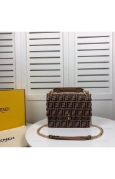 Replica Cheap Fendi KAN I F leather bag 8BF053 Brown HV00551Mq48