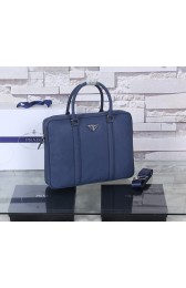 Replica Cheap Prada Saffiano Calf Leather Briefcase P8687 Blue HV07441Mq48