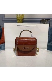 Replica Chloe Original Crocodile skin Leather Top Handle Small Bag 3S030 Brown HV10958Jw87