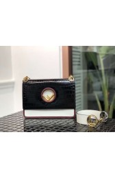 Replica Fendi KAN I F black leather bag with exotic details 8284M HV07854VA65