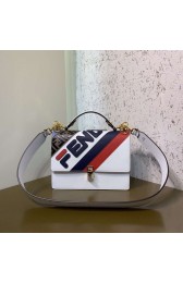 Replica FENDI Kan I Leather Shoulder Bag 8BT283B white HV01916BB13