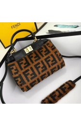 Replica Fendi PEEKABOO REGULAR Horse hair F3302 Black HV09170hD86