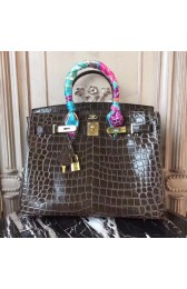 Replica Hermes Birkin Tote Bag Croco Leather BK35 grey HV07165cK54