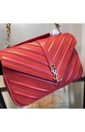 Replica High Quality YSL Classic Calfskin Leather Flap Bag 2801 red HV04395Jh90