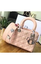 Replica Top Dior lucky badges Original sheepskin Tote Bag 88034 pink HV04179ll80