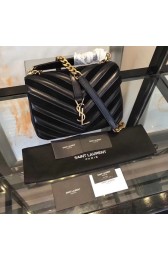 Replica YSL Classic Calfskin Leather Flap Bag 2802 black HV01759iu55