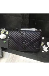 Replica YSL Flap Bag Calfskin Leather 392738 black silver buckle HV03515cK54