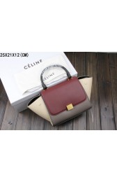 Top 2015 Celine classic original leather 3345-1 purplish red&gray&black&off white HV01490yq38