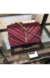 YSL Classic Calfskin Leather Flap Bag 2801 Wine HV09327Pu45