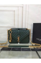 YSL Flap Bag Calfskin Leather 2508 green Gold buckle HV01181TL77