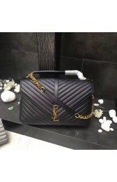 YSL Flap Bag Calfskin Leather 392738 black Gold buckle HV01787Mc61