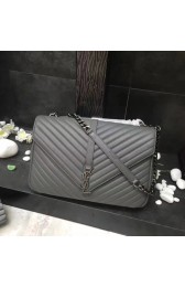 YSL Flap Bag Calfskin Leather 392738 Grey silver buckle HV03144fr81