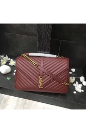 YSL Flap Bag Calfskin Leather 392738 red Gold buckle HV05717ta99